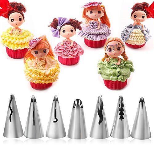 7Pcs Stainless Steel, DIY Pastry Fondant Cake Icing Piping Nozzles Decorating Tips Baking Tool Russian