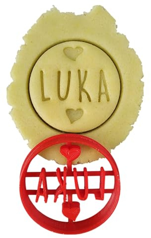 Cortador de galletas de corazón - Redondo - Personalizable con el nombre
