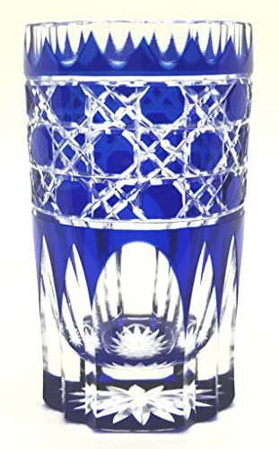 (Traditional) Octagonal Basket Shot Glass, Kiriko Glass, Shot Glass, Straight in Paulownia Box, Kiriko Workshop, Prominumitsu Made in Japan, Independent Kiriko Artist Mitsuki Saito
