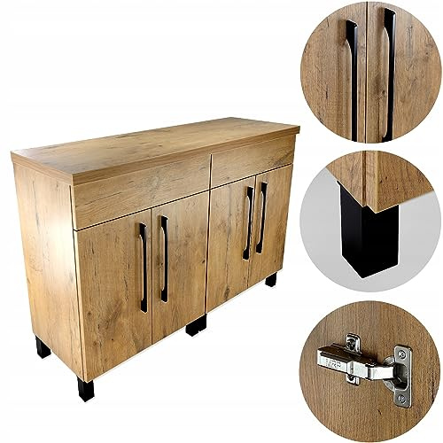 paplinskimoebel Badmöbel Vitoria Badschrank 120 x 40 x 84 cm, badezimmermöbel Set - waschbeckenunterschrank Holz 120 breit- Modernes Badezimmer - Eiche Lancelot