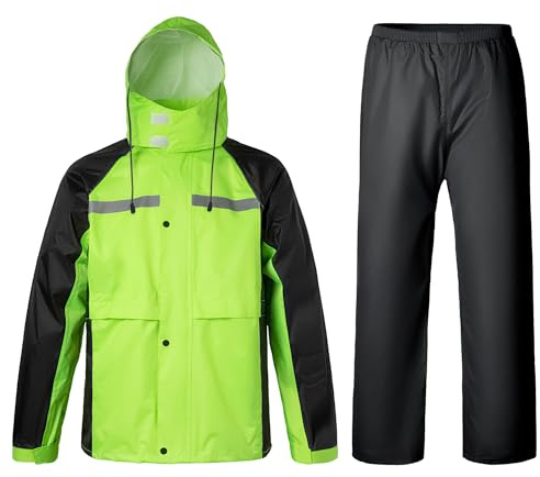 Oralidera Regenanzug für Herren Damen Reflektierend Winddicht Regenanzug Regenbekleidung Fahrrad Regenjacke und Regenhose Wasserdichter Anzug