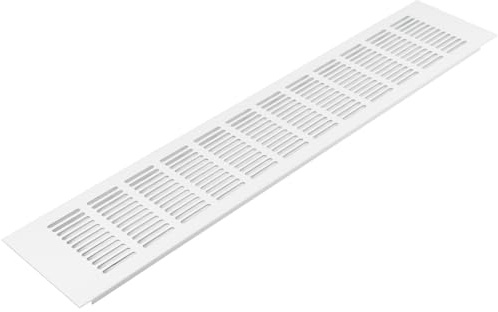 Vent Systems 19.69 x 3.94 (Outer Size) Rectangular Door Vent - White Aluminum Vent Cover Toe Kick Vent Cover - HVAC for Home Cabinet Vent - Intake/Exhaust Door Return Air Vent