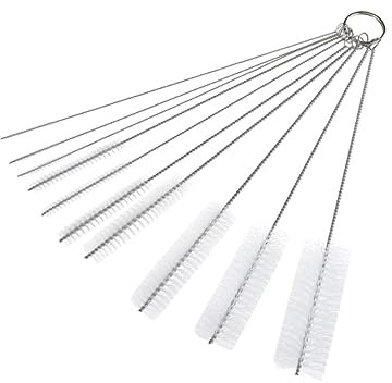 Didiseaon 10pcs Stainless Steel Straw Brush Cleaner Reusable Tube Cleaning Brush for Straws