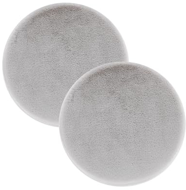 Astra Tappeto in pelliccia sintetica di alta qualità - tappeto da salotto - tappeto a pelo alto in pelle di agnello e pecora - set di 2 tappeti decorativi argento rotondo Ø 35 cm