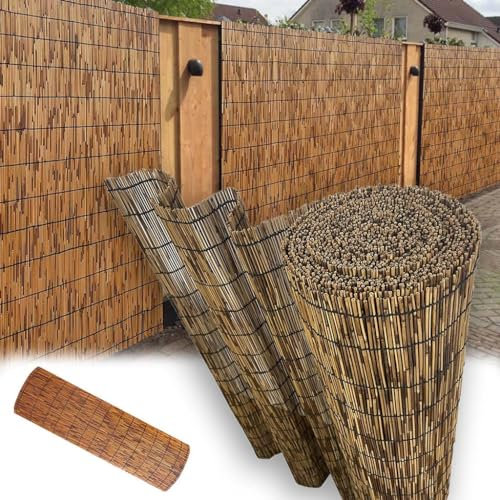 HRXQ Natürlicher Schilfrohrmatte Bambusmatte Sichtschutz 60×300cm 70×700cm 80×600cm Schilf-Bambus Sichtschutzzaun Sichtschutzpaneele - Leicht Zu Schneiden/karbonisiert (Size : 90x400cm)