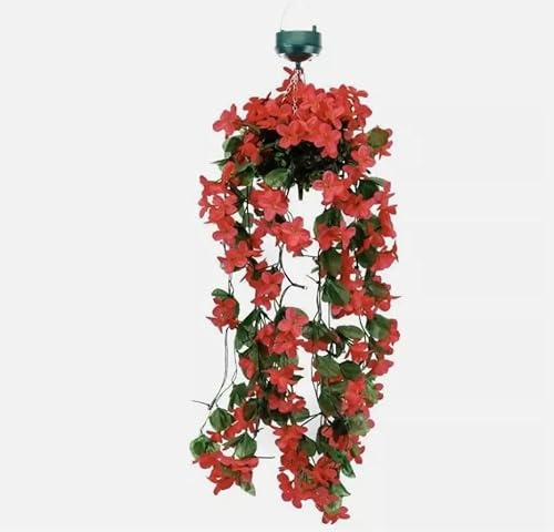 MSA Hanging Garden Solar Light Flower Pink Primrose LED Garland Yard Decor