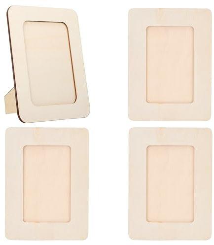 Hölzerner Bilderrahmen, 4 Stück DIY Holzbilderrahmen, 19x14 cm Fotorahmen Holzrahmen Holzbilderrahmen, DIY Malprojekte, Bilderrahmen Holz Set für DIY Holzfarbe Geschenke Kunsthandwerk Dekoration