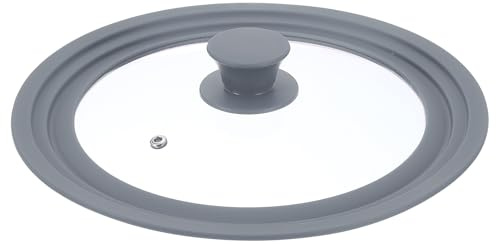 sourcing map 1Pcs Universal Lid for Pot Fit 8.5, 9.5, 10 Inch Diameter Cookware, Replacement Pan Lids with Heat Resistant Silicone Rim, Steam Vent Pan Lid for Pots, Frying Pans, Skillets, Gray