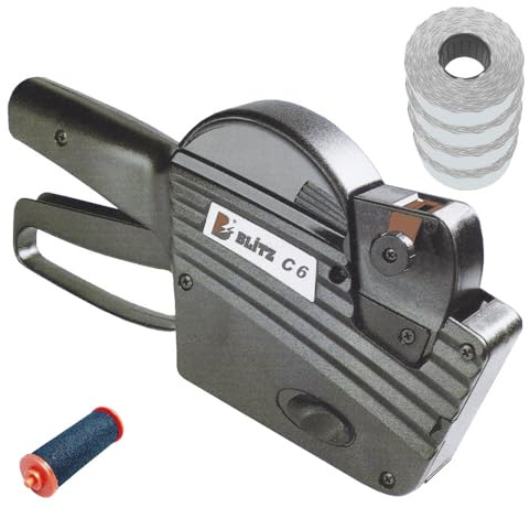 gebar - Auszeichner Set42 mit Blitz C6 Preisauszeichner plus 6.000 Etiketten 26x12 mm und 1 Farbrolle Preisetiketten