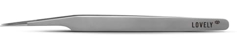 LOVELY Diamond Wimpernpinzette für Wimpernverlängerung - Gerade mit Band & Diamantenbeschichtung - hochwertige Edelstahl Pinzette für Isolierung einzelner Wimpern - Einzelwimpern & Volumenfächer