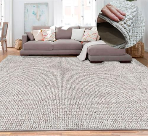 Alfombra alfombrar Pequeña Bucles Grandes, Diseño Nórdico, Rustica. Disponible en Beige - 40X60 cm