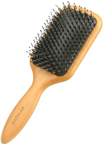 Boar Bristle Wooden Hair Brush - Premium Grade A Beechwood Paddle Handle, Redistributes Scalp Oils for Healing Dry Hair, Enhances Shine & Smoothness, for All Hair Types, for Men, Women, Kids, Elderly。