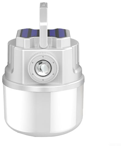 Lanterne solaire de camping, lampe de poche LED à 4 modes d'éclairage avec crochet de suspension, lampe de tente électronique rechargeable par USB pour la pêche, la randonnée, la randonnée (C51 blanc)