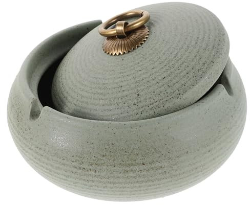 EXAOMBLE Cendrier Céramique Avec Couvercle Cendrier Moderne Pour Salon Bureau Et Extérieur Décoration Pratique Et