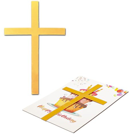 Christening Cake Topper, 2 Pcs Gold Cross Cake Toppers, Christening, Birthday, Baby Shower and Halloween Celebrations, Decorative Cupcake Picks for Boys, Girls