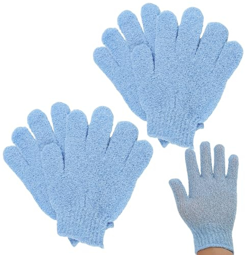 4 exfolierende Handschuhe zur Körperreinigung – Duschschaum, Waschhandschuhe und Saunazubehör – blaue Handschuhe, vielseitig langlebig，Einfache Handhabung und Pflege，Tiefe Porenreinigung