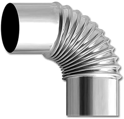 Elbow Stove Pipe, 1pcs Stainless Steel 90° Elbow Pipe, 90-Degree Chimney Corrugated, Exhaust(70mm)