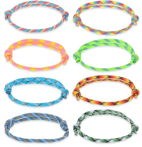 ValueBargain 24Pcs Boys Bracelet, Handmade Rope Paracord Bracelet Friendship Bracelets for Mens Boys Adjustable Surfer Bracelets, Nautical Braided Design Perfect for Teens & Men, Colors