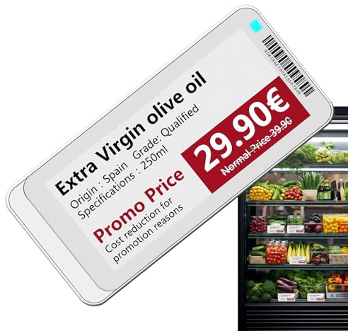 Digitales Preisschild – Intelligente Steuereinheit 2,5 Zoll, elektronisches Regal, wasserdicht, 2,4 G, Barcode-Bildanzeige, kabellos, magnetische Halterung, Zubehör