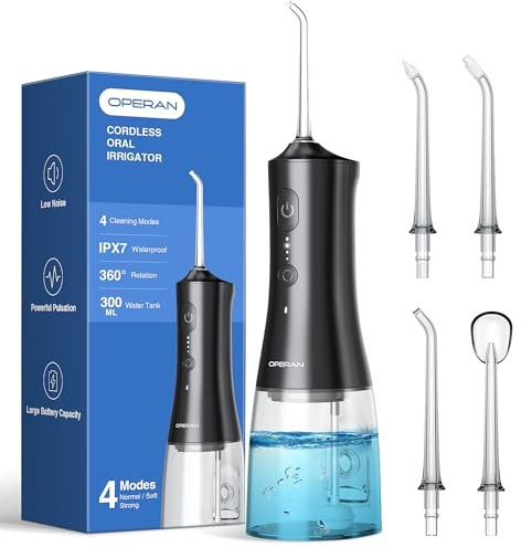 Operan Munddusche Kabellos300ML Oral Irrigator Munddusche (Gloss Black, 1Pack)