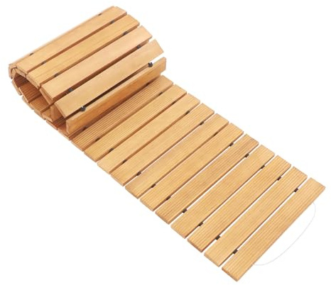 Loobiiny Holz Gehweg Rollbarer Gartenweg Aus Massivholz 243 X 43.5 cm rutschfeste Terrassendiele Einfach Verlegbar 15 Mm Stark Gartentritt Mit Drainage-System Holztritt FüR Gartenpfad Balkon