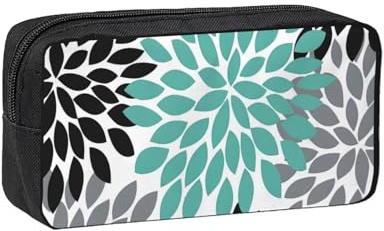 Womeng Trousse à crayons spacieuse avec imprimé de fleurs de dahlia pour adultes, grande capacité, pour bureau, maison