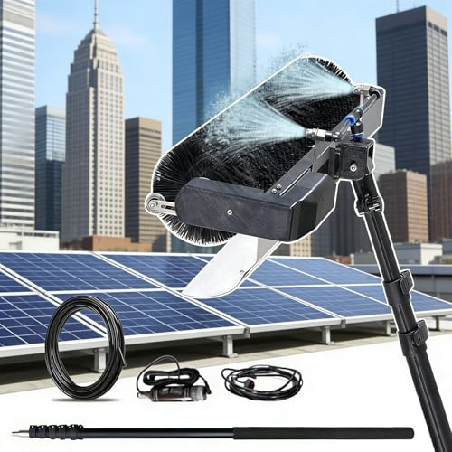 moupeaktain Elektrische Bürste Zum Putzen, Pv Reinigungsbürste Teleskop Set, Wintergarten - Reinigungsset Mit Teleskopstange, 60cm Rotierende Waschbürste Für Die Solarmodulreinigung 7.5m