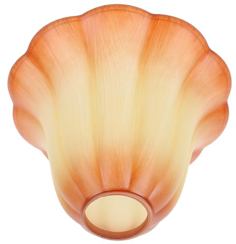 LALADEFIEE Pantalla de Lámpara de Vidrio Color Champán Rayas Estilo Retro, Forma de Tulipa para Lámparas de Mesa y Araña, Accesorio Luz Cálida