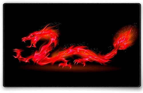 Silent Monsters Mauspad 240 x 200 mm Stoff Mousepad Drache rot - Vernähter Rand, rutschfest & leise, für Gaming Büro Office Homeoffice - 24 x 20 cm Mouse Pad Mat - Mausunterlage klein alle Maus Arten