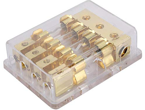 Kfz-Sicherungshalter, 12V 60A 6-poliger Sicherungshalter mit AGU Sicherungsträgern, Kfz Audio Stereo Sicherungsblock für Kfz LKWs, für Boote, Fahrzeuge, mit wasserdichter, feuchtigkeitsbeständiger