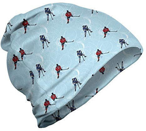ABAKUHAUS Sport Unisex Beanie, Eishockey-Muster Winter-, Wandern im Freien, Blau, Rot, Schwarz