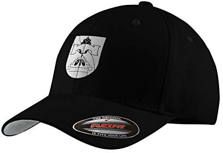 Copytec Flexfit Kappe PiBtl810 Bundeswehr Wappen Abzeichen Deutschland Cap #35542, Farbe:Schwarz, Flexfit Kappe:S/M