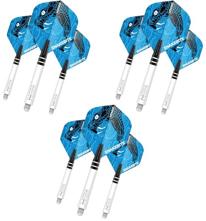 RED DRAGON Peter Wright Snakebite Ionic Blue Combo - 3 Sets Per Pack (9 Dart Flights in total)