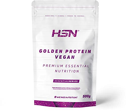 HSN Golden Protein Vegana | Sabor Leche Dorada (Golden Milk) 500G | Proteína de Guisante + Cúrcuma + Canela + Jengibre + Pimienta Negra | Endulzada con Stevia y Eritritol | No-GMO, Sin Gluten