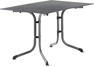 SIEGER Boulevard Stahlrohr-Gestell, Eisengrau Schiefer anthrazit, 120 x 80cm Boulevard- Klapptisch mit Polytec -Platte.