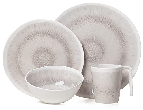 Set di stoviglie da campeggio per 1 persona, 4 pezzi, in melamina, set di stoviglie da picnic, design ad incastro