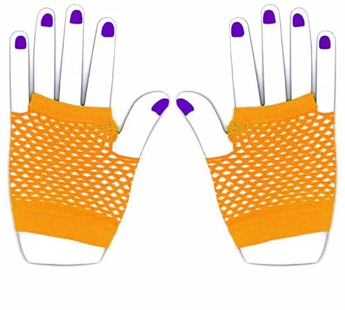 The Glowhouse Neon-Netzhandschuhe der 80er Jahre, kurze und lange Handschuhe, leuchtende Farben