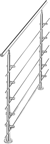 Tubiaz Main courante en acier inoxydable pour rampe d'escalier avec 5 traverses Ø 42mm pour intérieur & extérieur 80CM pour escaliers, balustrade, balcon