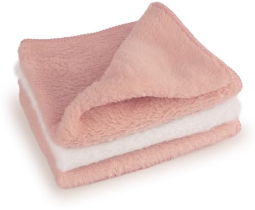 D.A.Y. Republic 3 Pack Microfiber Super Soft Baby Face Cloths, 28 x 28cm Washable & Reusable Unscented Flannels, Multipack Pink and White, Ideal for Wiping and Cleaning Hands and Face (Pink)