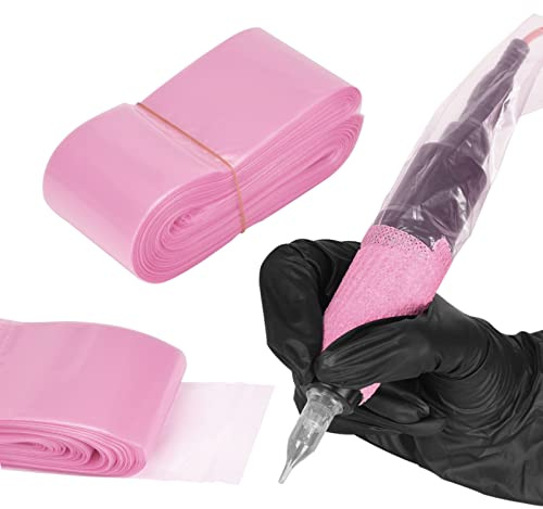 ATOMUS 100Pcs Engångs Tatuering Clip Cord Ärmar Rosa Plastfodral Väskor Tatuering Pennväska Tatueringsmaskintillbehör