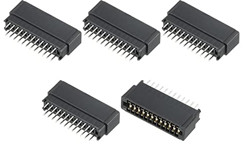 PATIKIL 5 Stück 2.54mm 24 Pin Header Stiftleisten, Stecker und Buchsen Gerade Buchsenleiste PCB rechtwinkliger Einfügeart Buchsenleiste Lötpins Lochrasterplatine, Schwarz