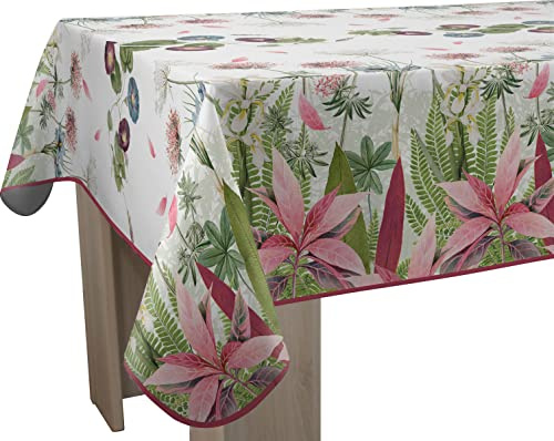 Le Linge de Jules Nappe Anti-Taches Ipomée - Rectangle 150 x 240 cm, Rose, Vert, Bleu, Prune