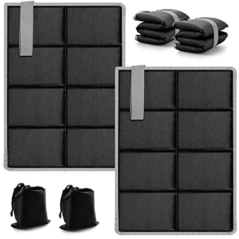 2 Pack Sitzkissen Outdoor Thermo Sitzkissen Faltbare Sitzunterlage Sitzmatte Wasserdicht Tragbar, aus Oxford-Stoff,mit 2 Aufbewahrungsbeutel Für Outdoor Spielplatz Camping Wandern Picknick (Schwarz)