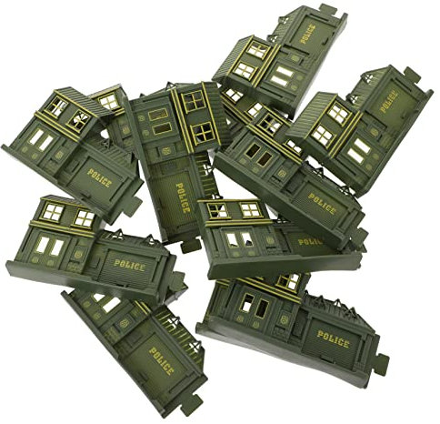 SAFIGLE 12st Mini-polizeistation Modelleisenbahn Miniatur-polizeistation Schreibtischaufsatz Miniatur-Dekoration Städtische Polizeiwache Bahnhof Kind Plastik Requisiten Sandkasten