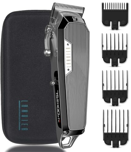 LANVIER Hair Clippers for Men, Professional 10W/7500RPM High Speed Barber Clipper for Hair Cutting and Grooming, Dual Voltage Cordless Hair Trimmer Kit with LED Display & Storage Case - Black