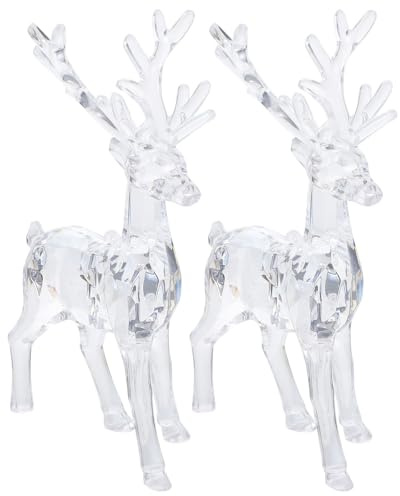 Artibetter 2pcs Christmas Elk Glass Decor Table Decorations Clear Christmas Ornaments Christmas Reindeer Figurines Reindeer Ornaments Acrylic Reindeer Miniature Elk Decor Xmas Party Supplies