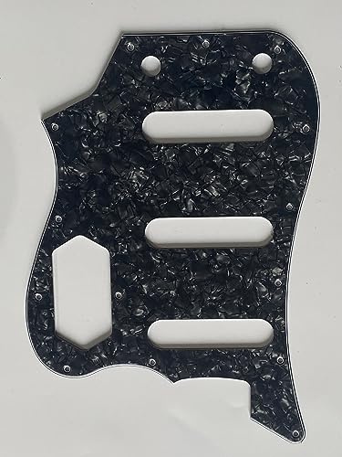 Für Squier Vintage Modified Bass VI Gitarren-Pickguard (4-lagig, Black Pearl)