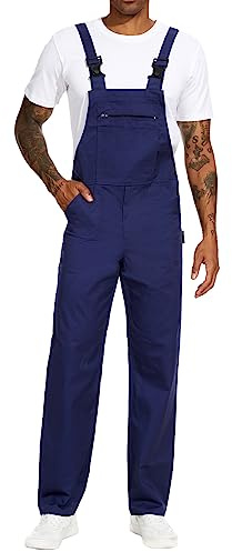WORK IDEA Latzhose für Herren, Arbeitskleidung, modisch, leicht, mit Taschen, Marineblau, 4XL