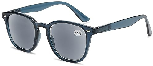 VEVESMUNDO Lesebrillen mit Sonnenschutz Sonnenlesebrillen Damen Herren Getönte Lesehilfe Sehhilfe mit sehstärke +1.0,+1.5,+2.0,+2.5,+3.0,+3.5,+4.0 (1 Stück Blau, 4.0)