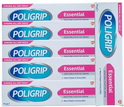 Poligrip Essential Denture Fixative Cream 40g (Pack of 6)